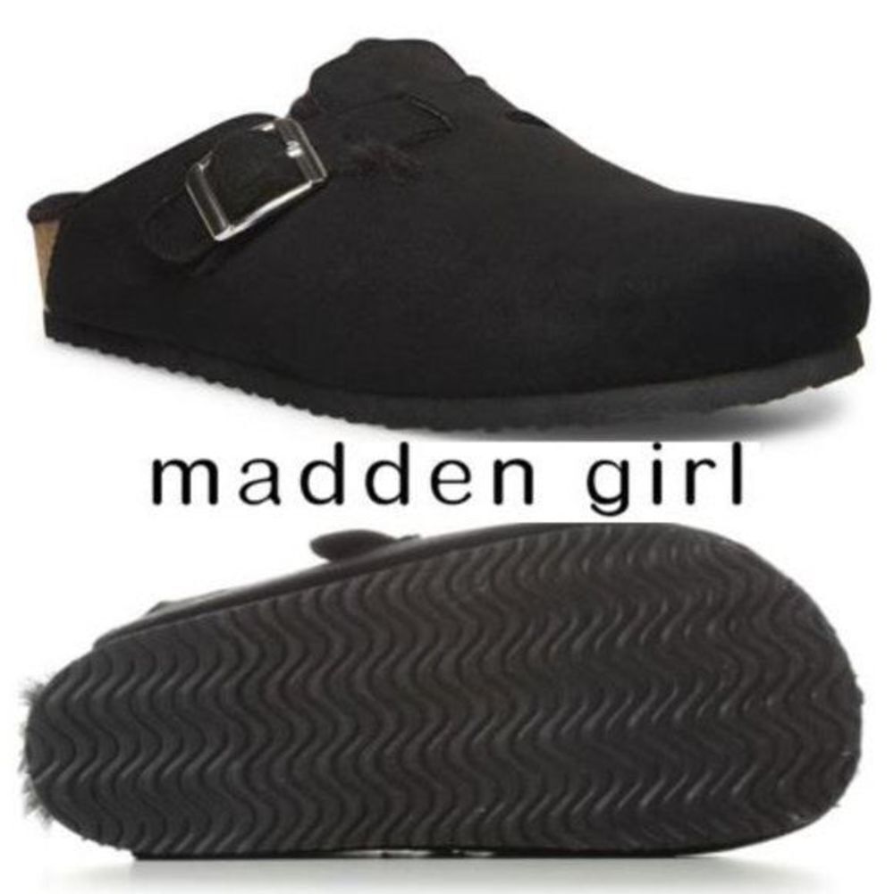 Madden Girl Women’s Prance-f Mule Black Fabr Plush Faux Fur lining